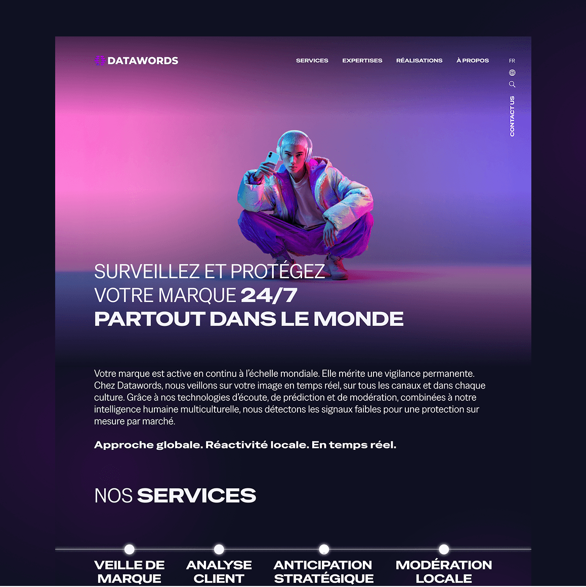 Identité visuelle agence digitale internationale — création site web UX/UI par Mélanie Depré