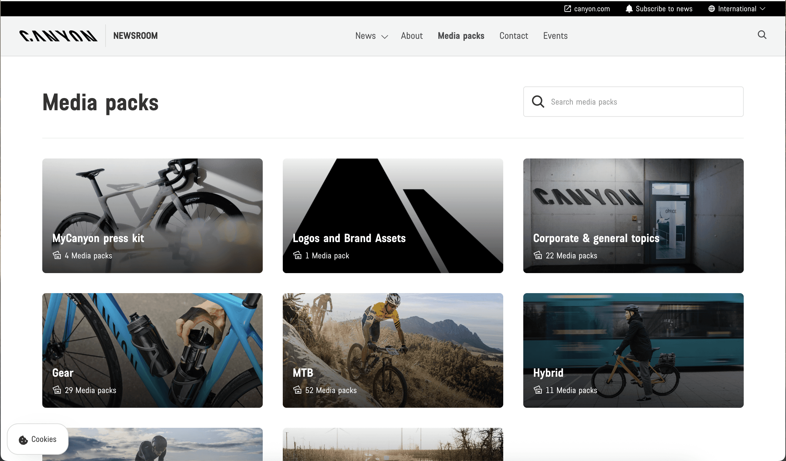 Canyon media kit section