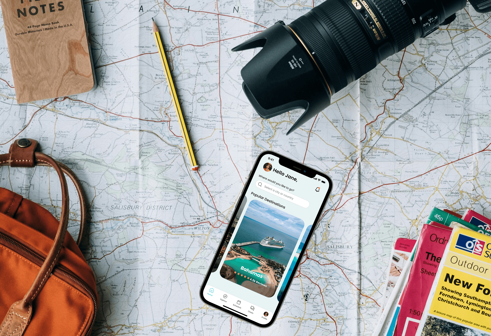 Travel mingle app homescreen