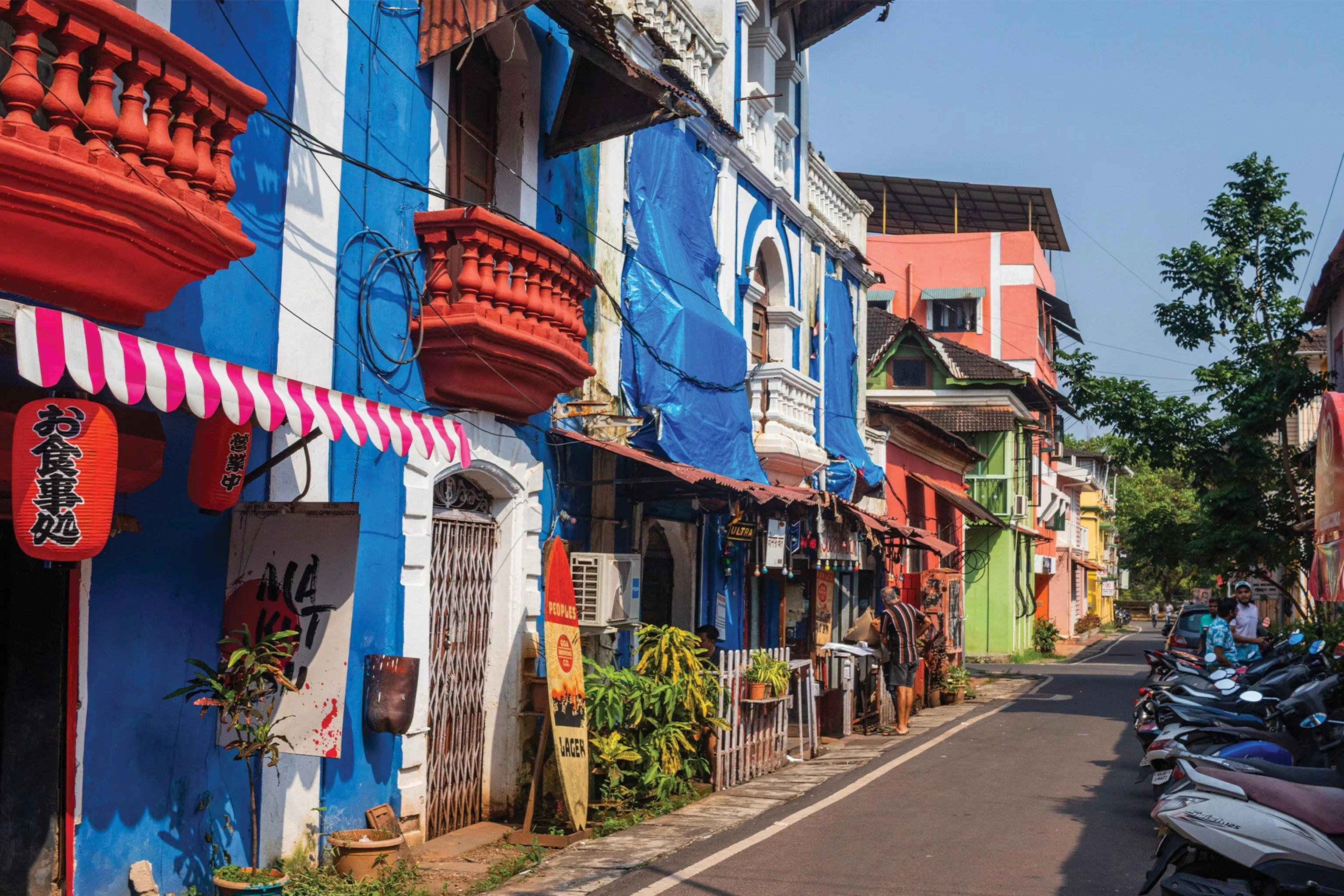 Vibrant Panaji colonial streetscape