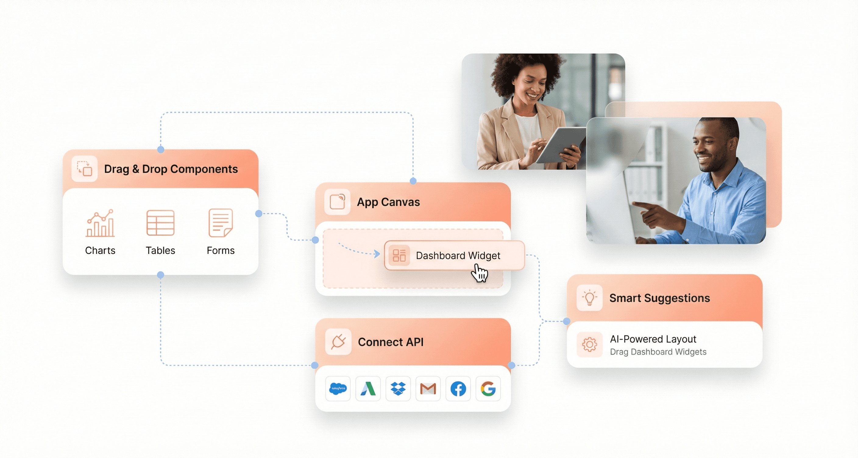 Low-code enterprise UI builder with drag-and-drop components, API integrations, and AI-assisted workflows for faster application development.