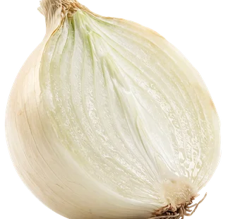 Yellow onion beside a halved red onion