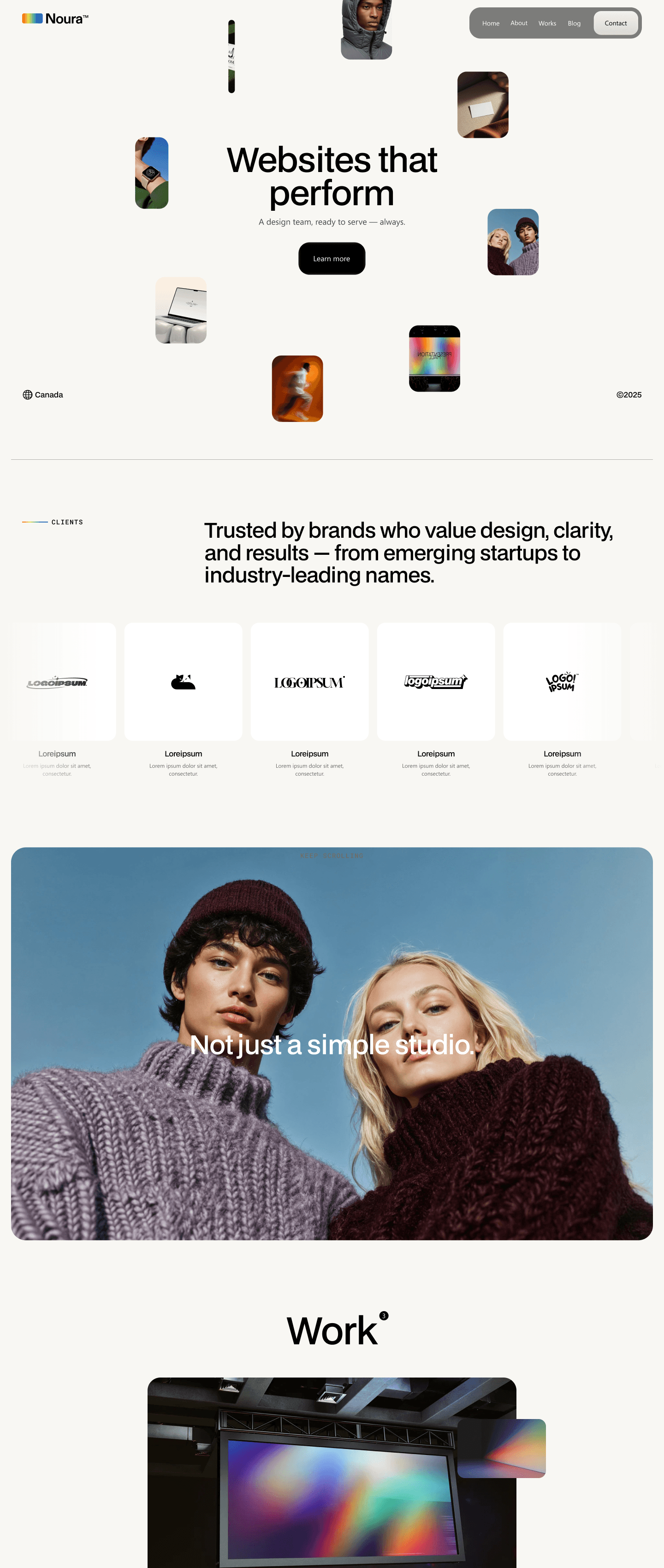 Screenshot of Noura agency webflow template