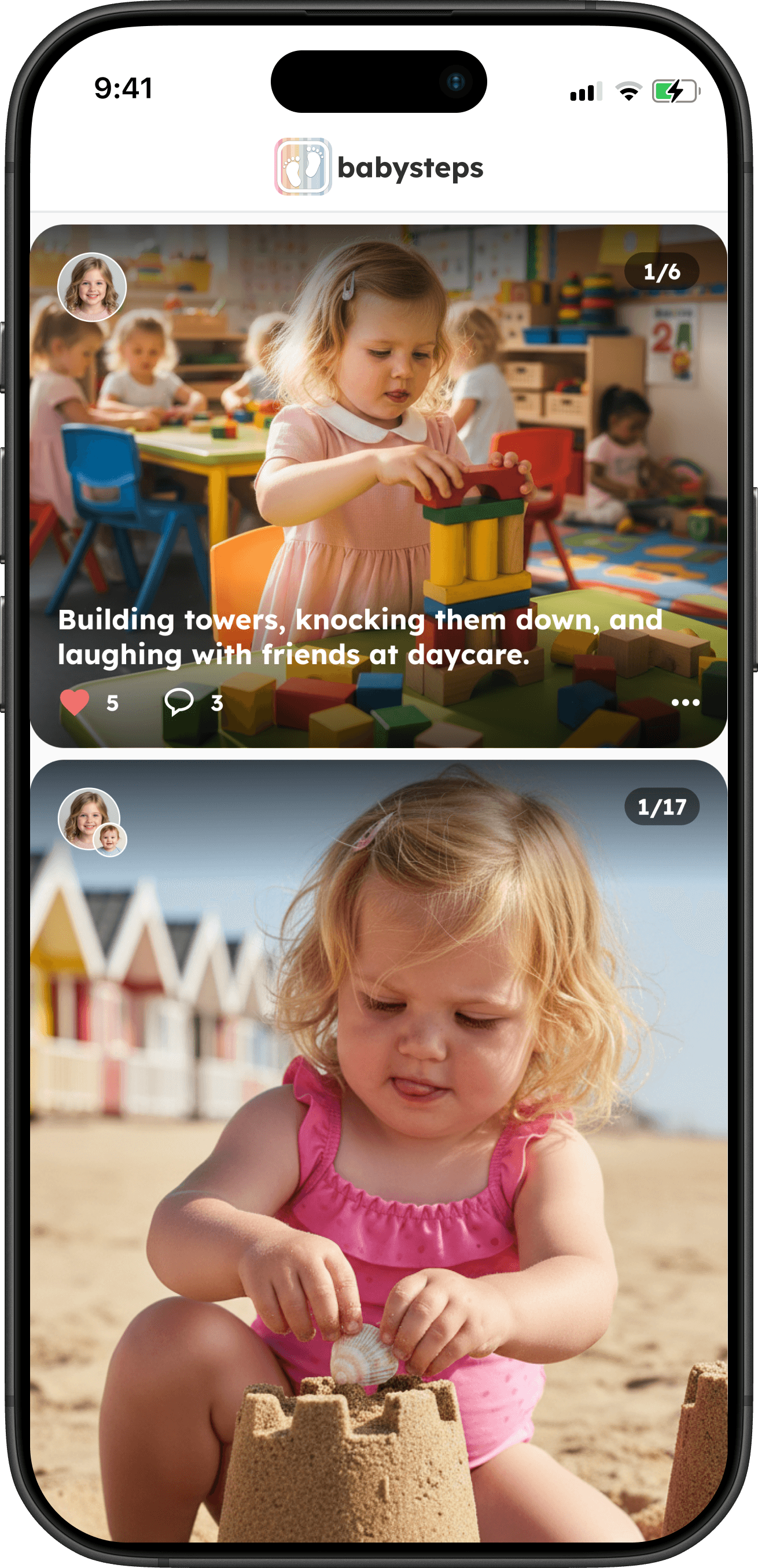 Screenshot of the home feed in babysteps