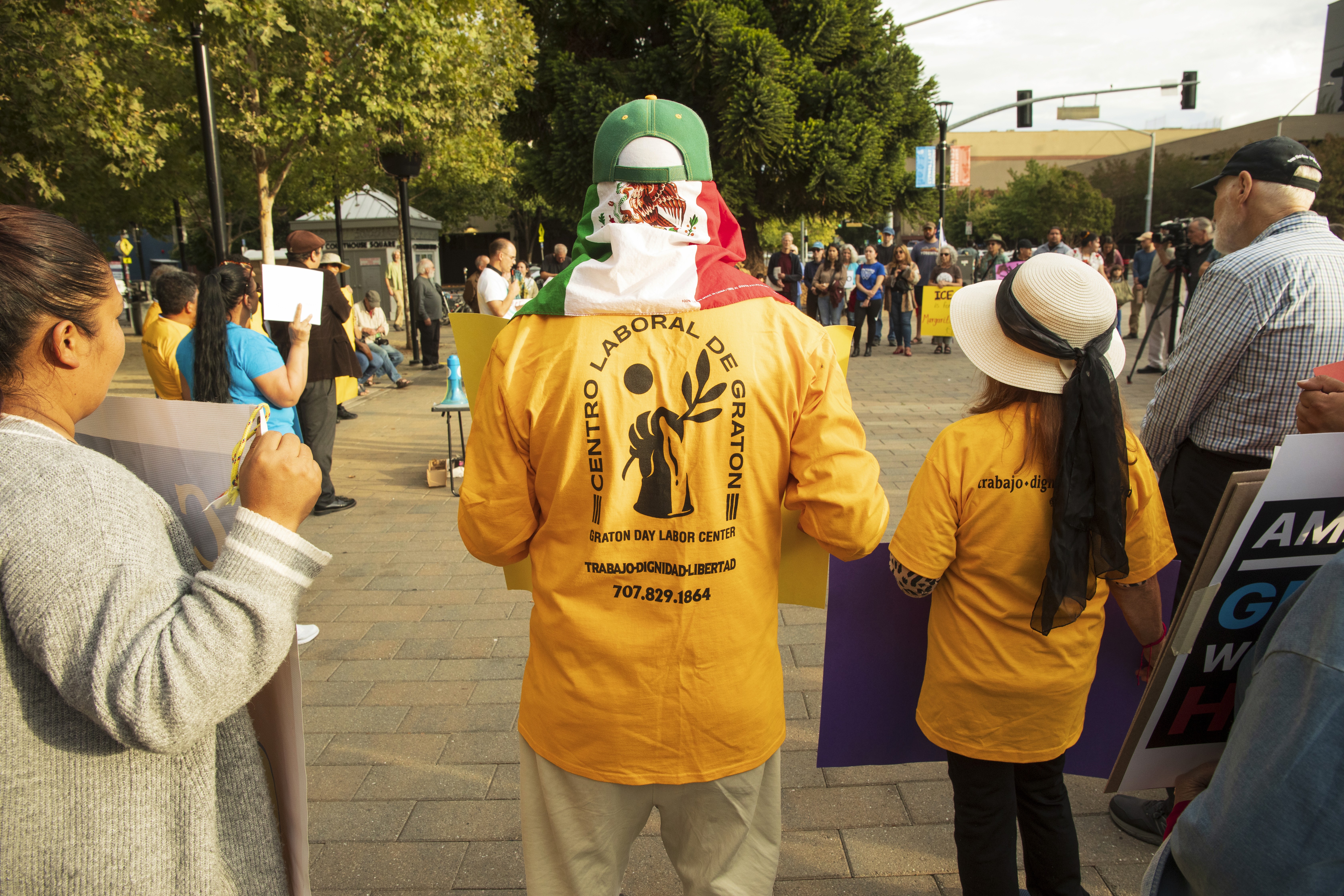 worker at a protest