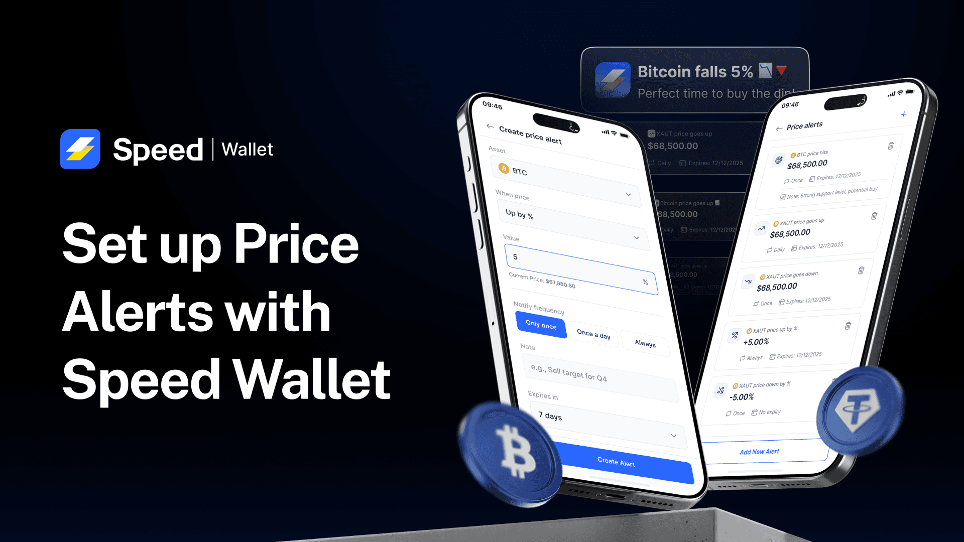 Set up price alerts with Speed Wallet