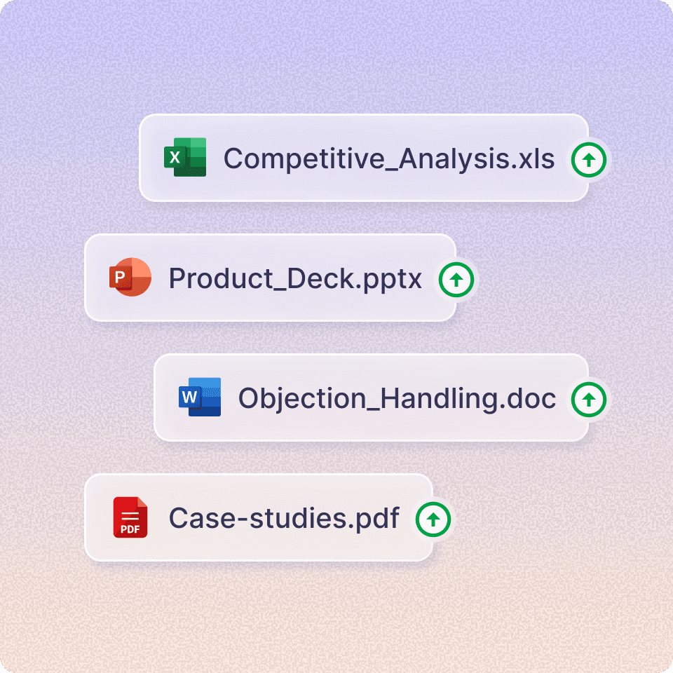 Example to files that can be uploaded - from product decks to case studies to competitve analysis