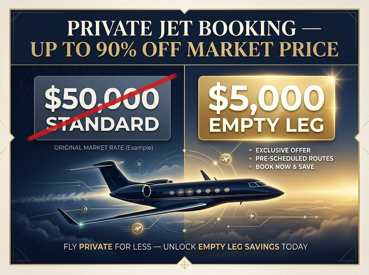 Save 50-90% on private jet charter — empty leg flights, last-minute deals, hourly rate guide 2026