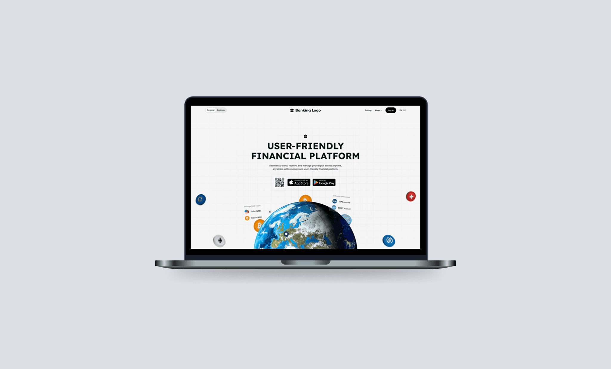 Marketing homepage + pricing/features section + trust/compliance styling.
