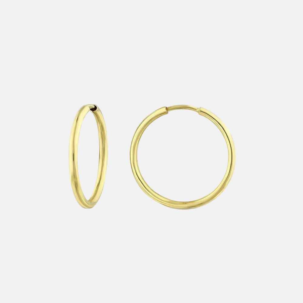 Assos Pırlanta 14 Ayar Sarı Altın 2 cm Halka Küpe