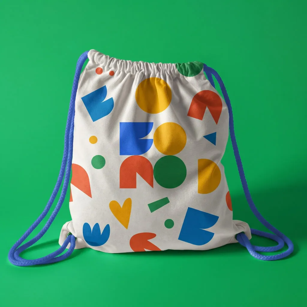Unique branding design art on drawstring bag. Perfect for a branding expert.