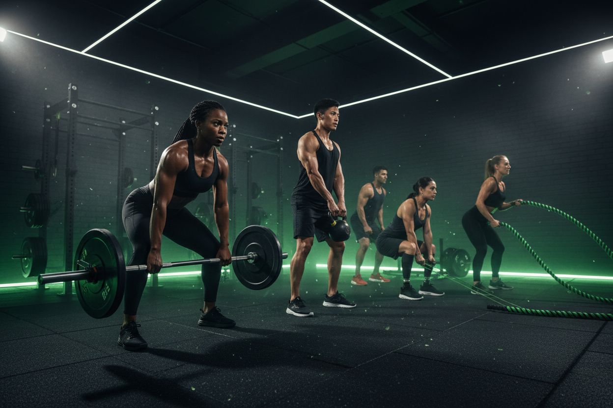 Group doing resistance training