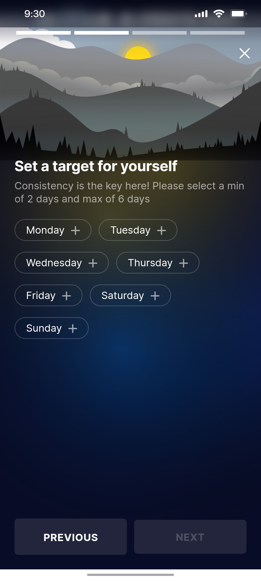 Cult.fit App Set a target for yourself Screen