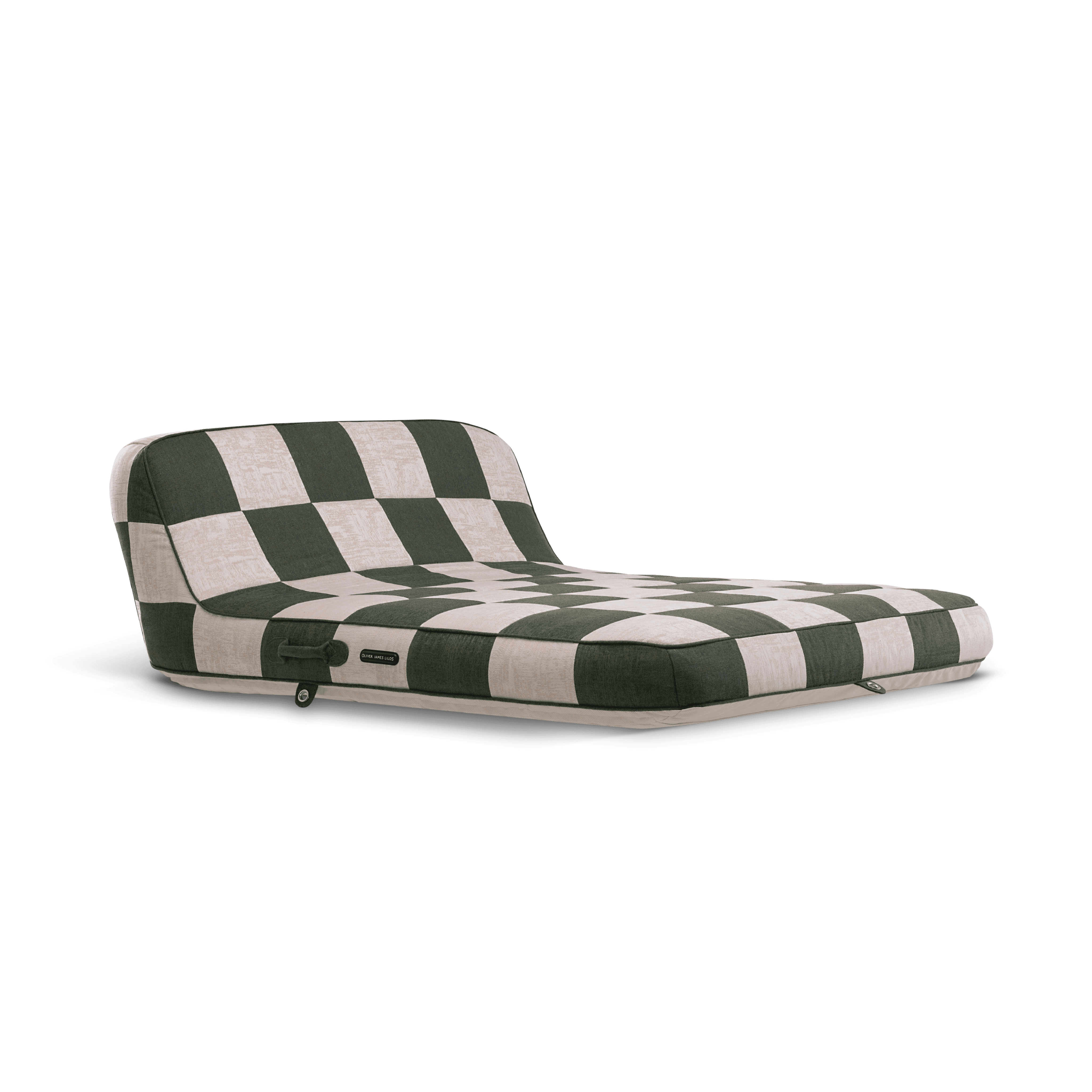 Luxury double pool float in green-and-white patchwork jacquard