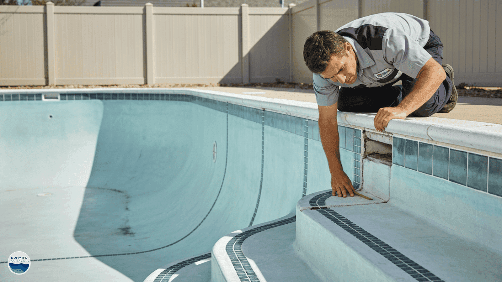 Inspecting existing vinyl liner pool before fiberglass conversion