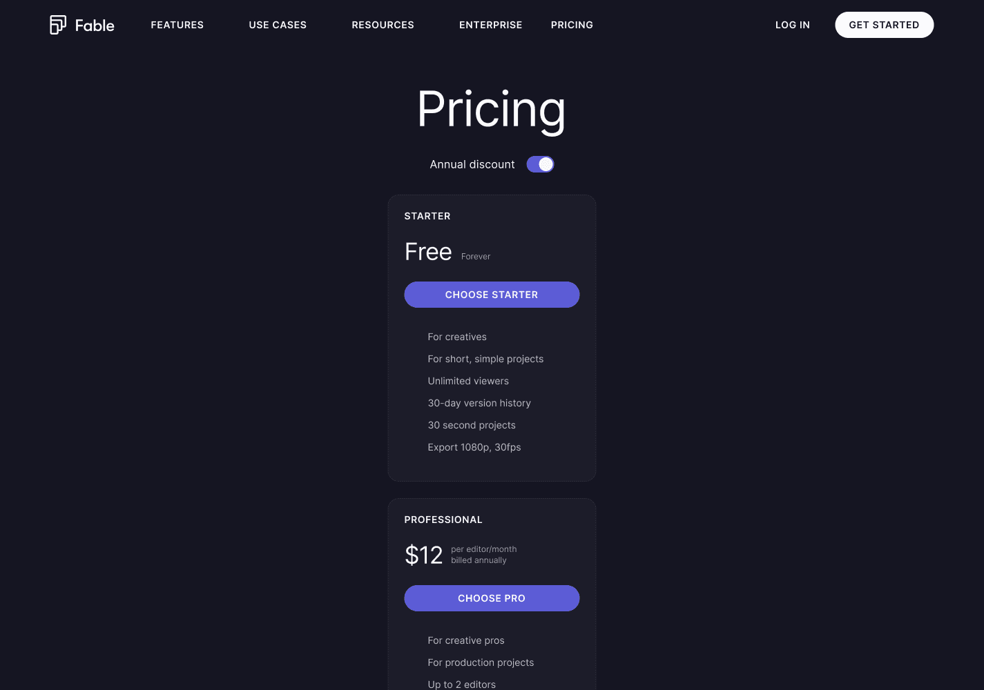 Prcing page component design