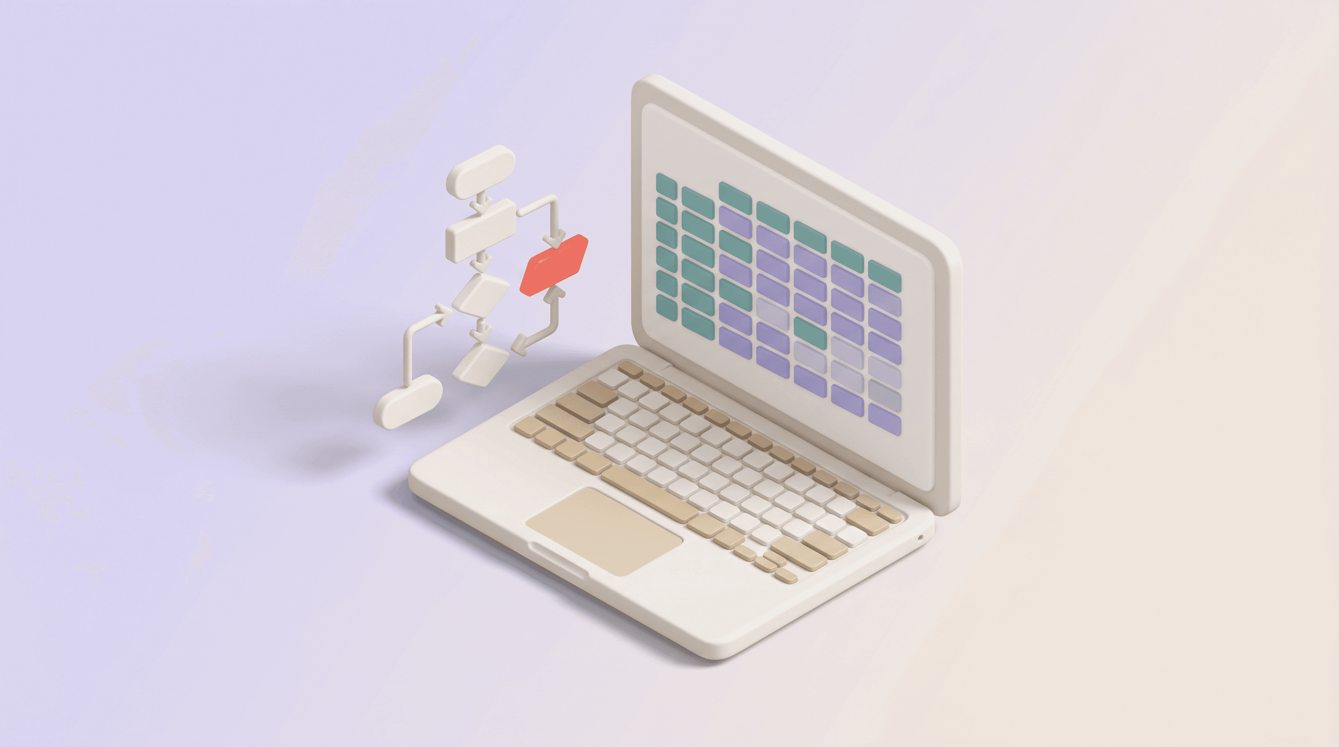 Laptop with grid and algorithm icon