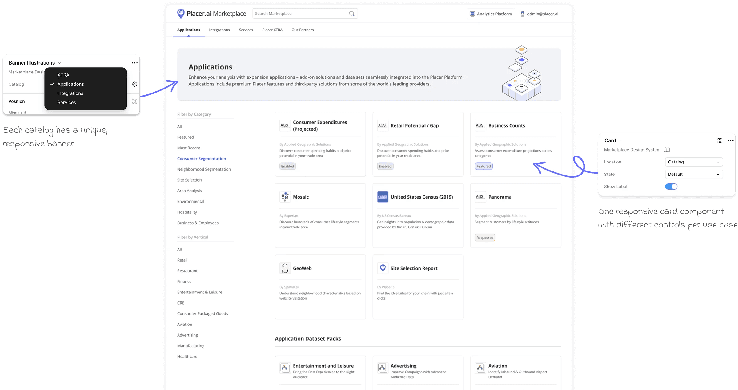 Image of the new Marketplace catalog design and UI components