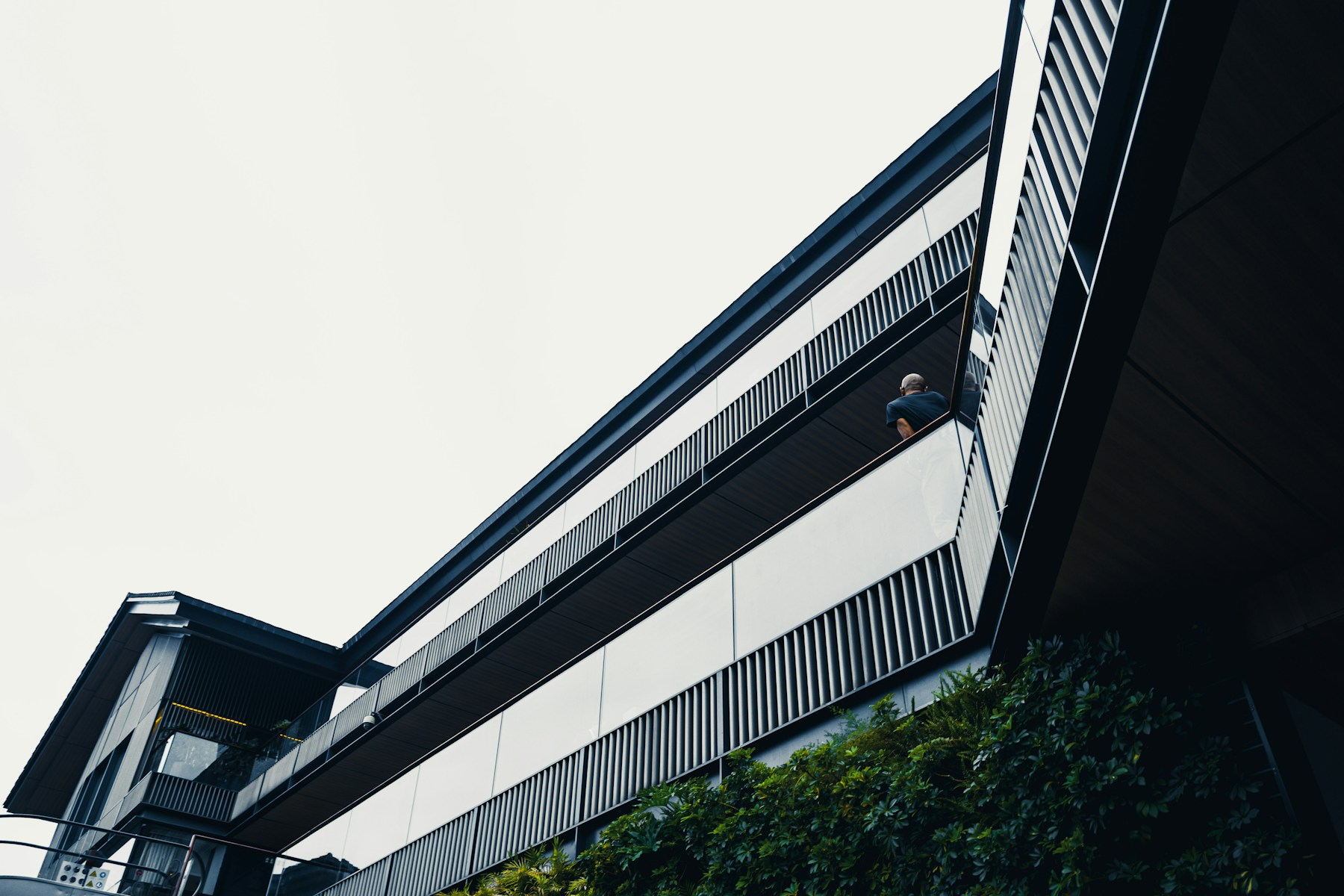 Technician inspecting a commercial building
