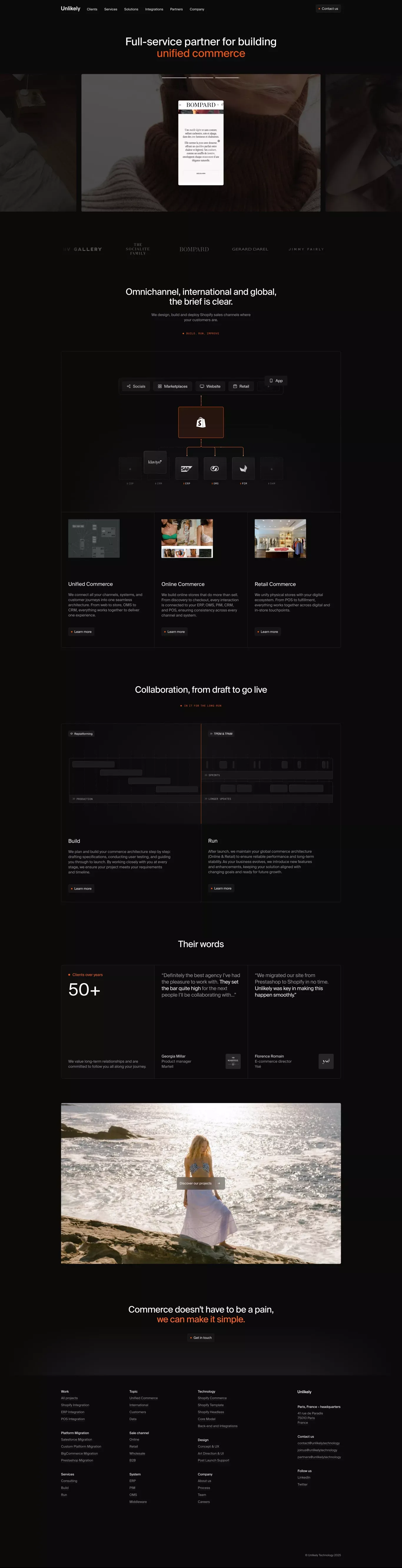 Unlikely – Full-service partner for buil ecommerce page screenshot showcasing Ecommerce and Tech design