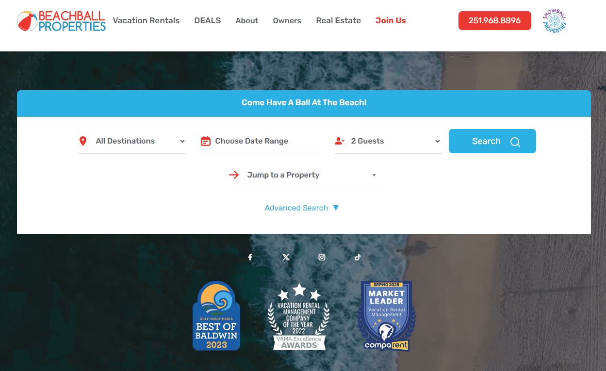 Beachball.com screenshot