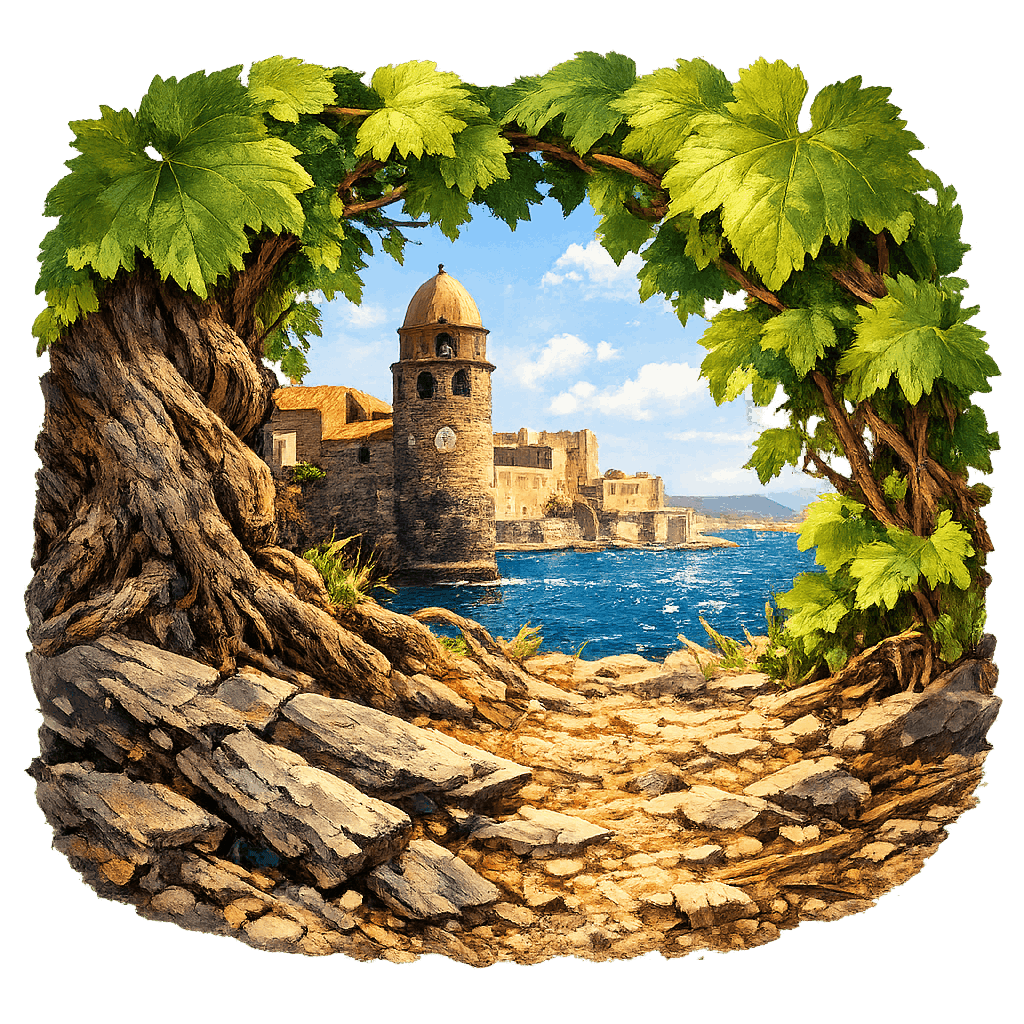 Detailed graphic of the Collioure wine region.