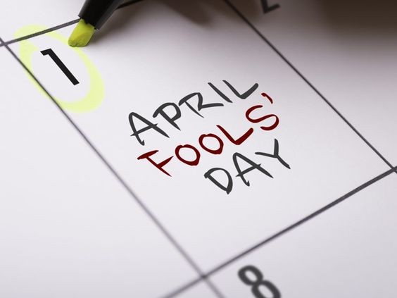 Calendar page with "April Fools' Day" written in bold letters on April 1st