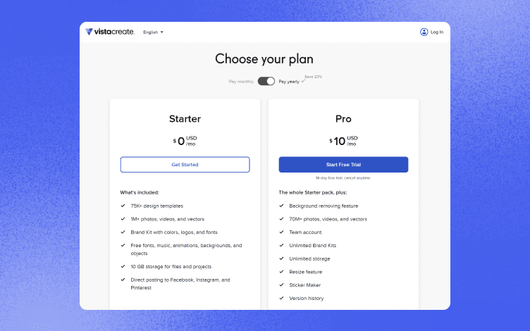 VistaCreate pricing