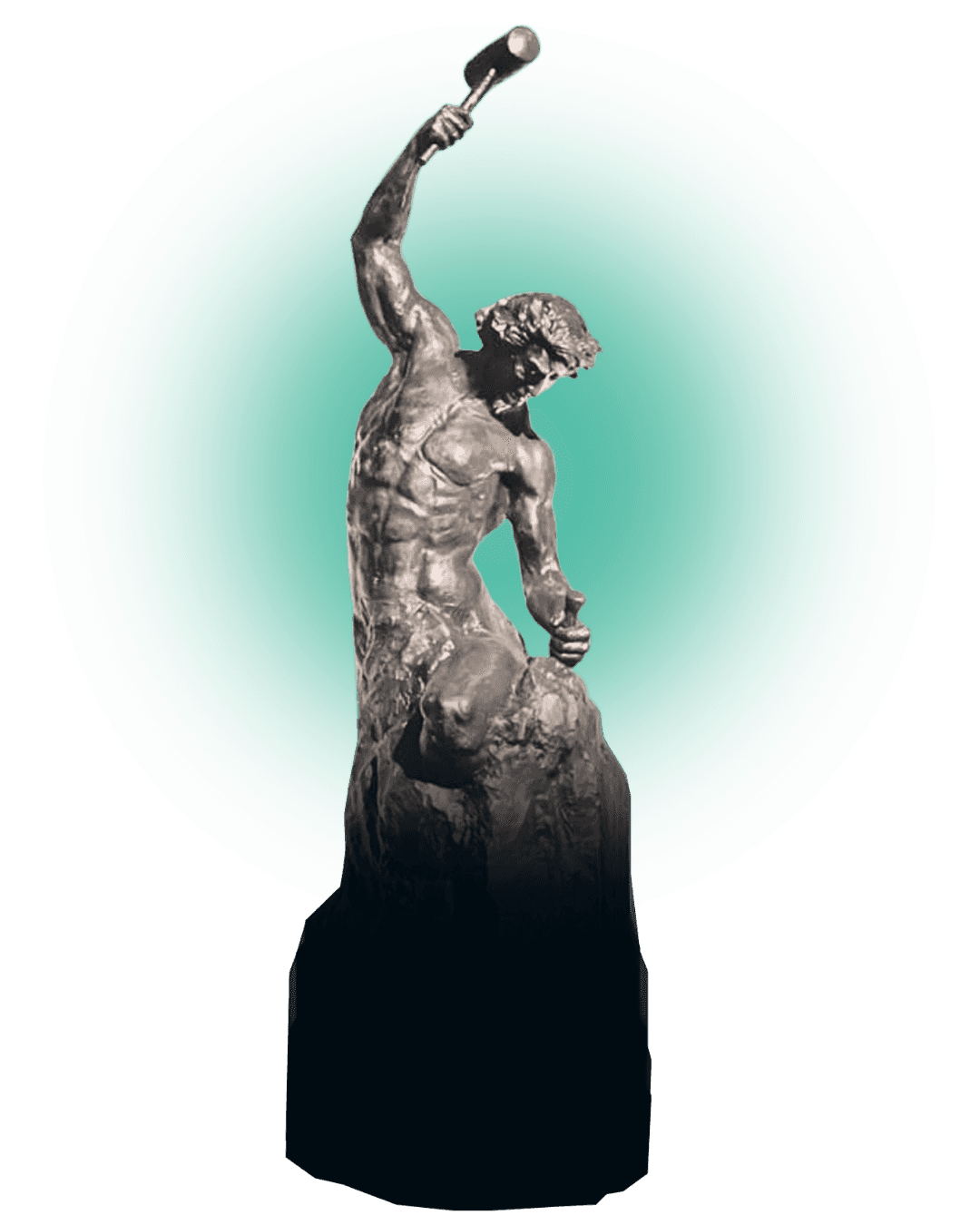 Statue of Man chiseling himself out of stone