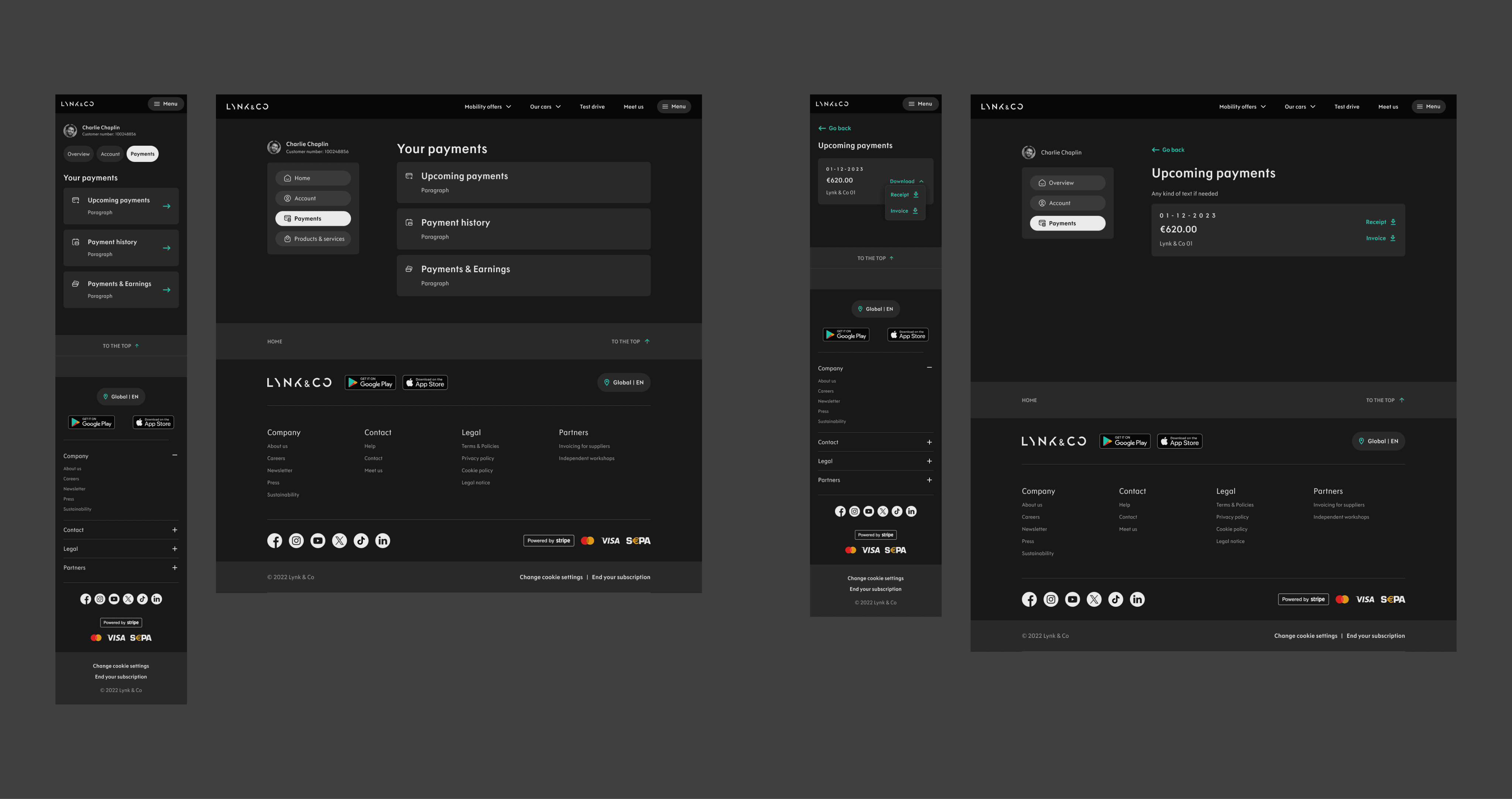 The new design of the "Your payments" section