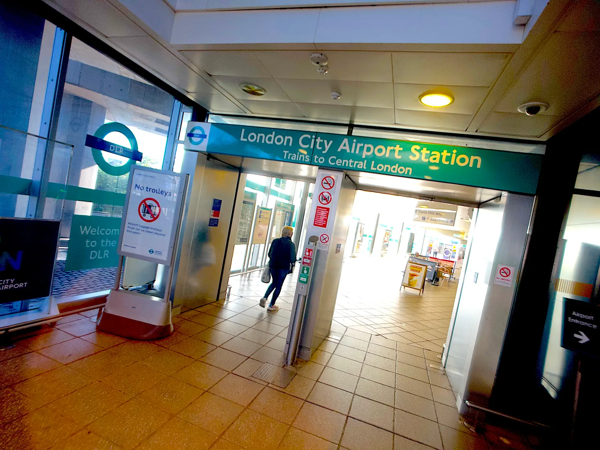 Step from teh departure lounge to eth train platform at London City Airport DLR just 2 stops to Woolwich Arsenal for Creative Kin video podcast studio based in Woolwich Works