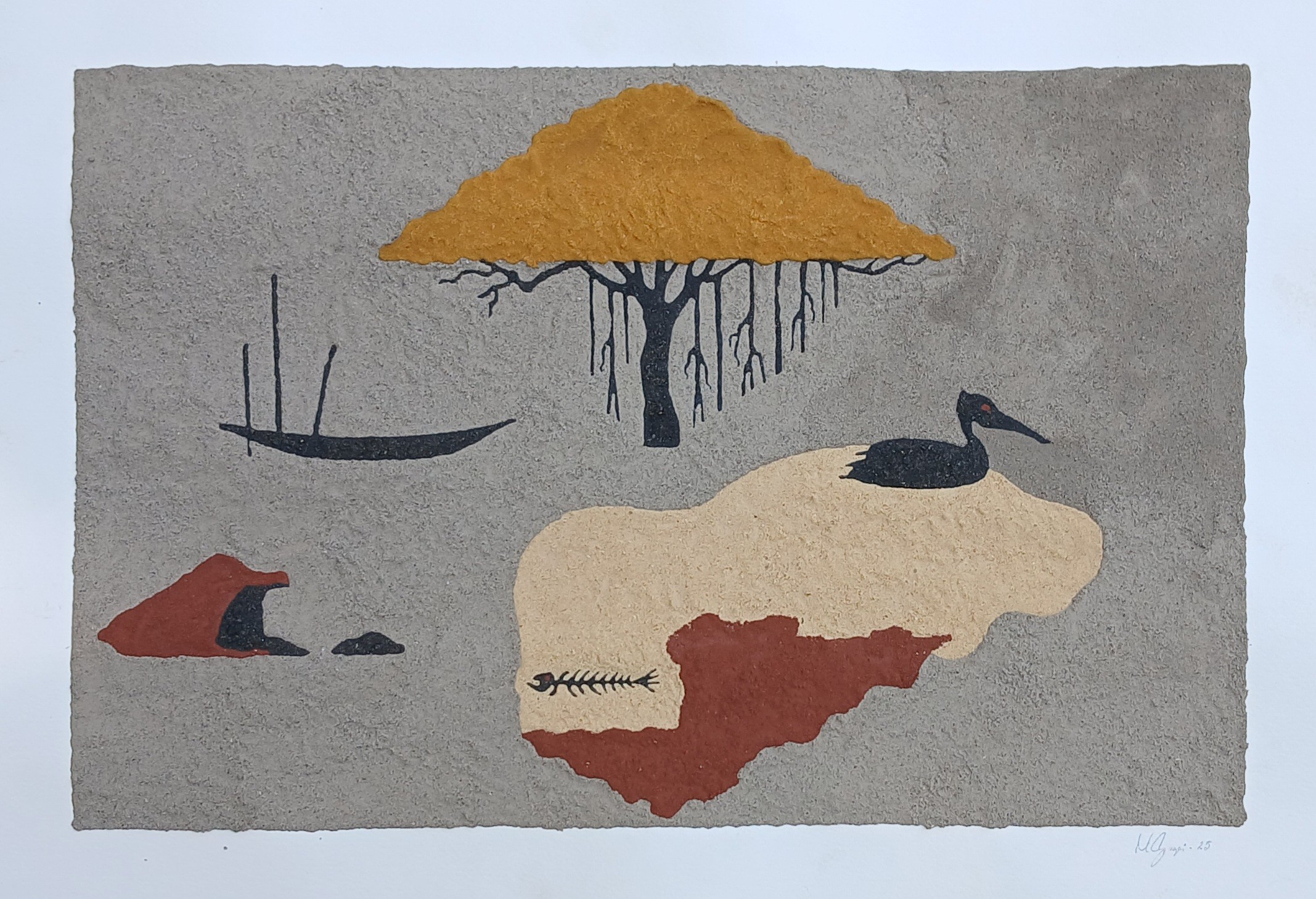 herd of sheep on road painting