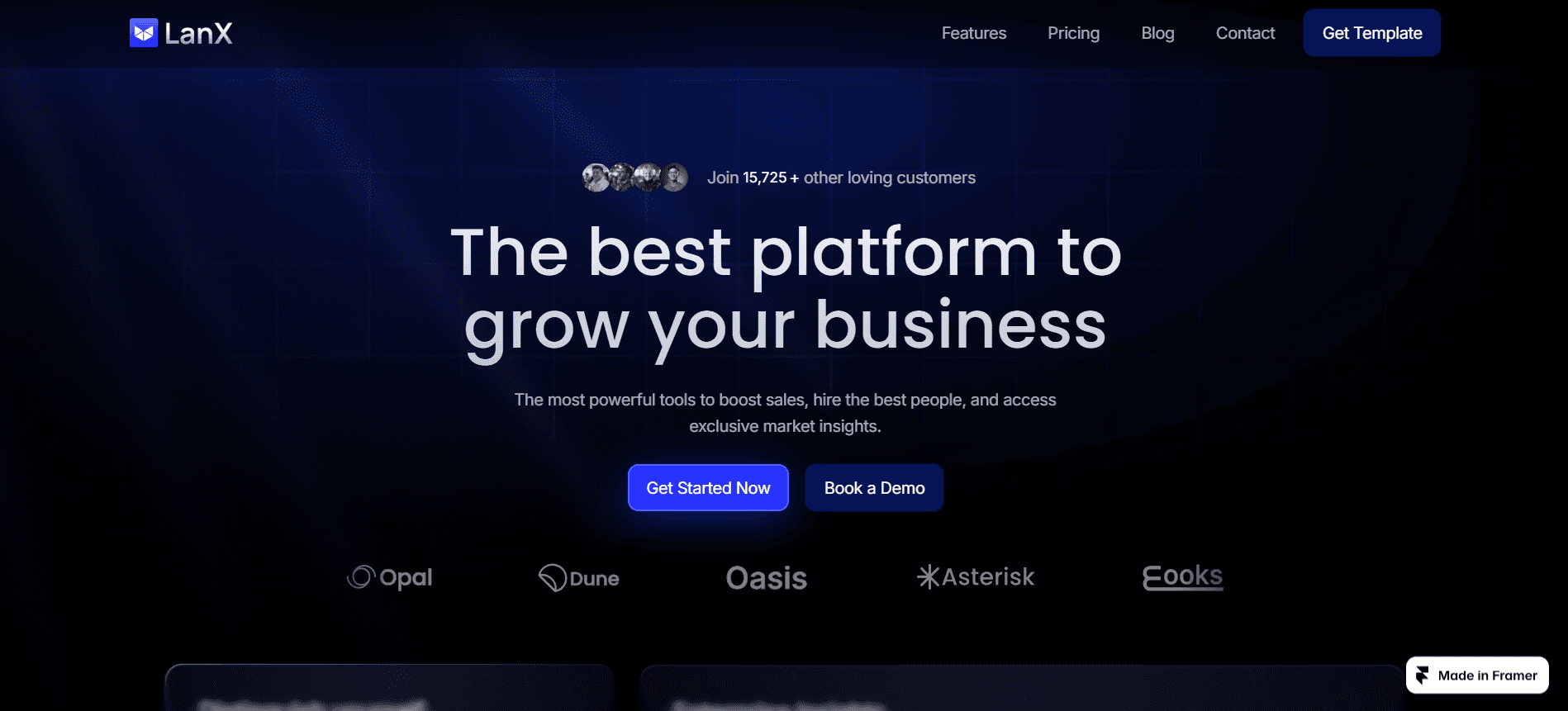 LanX SaaS website template homepage