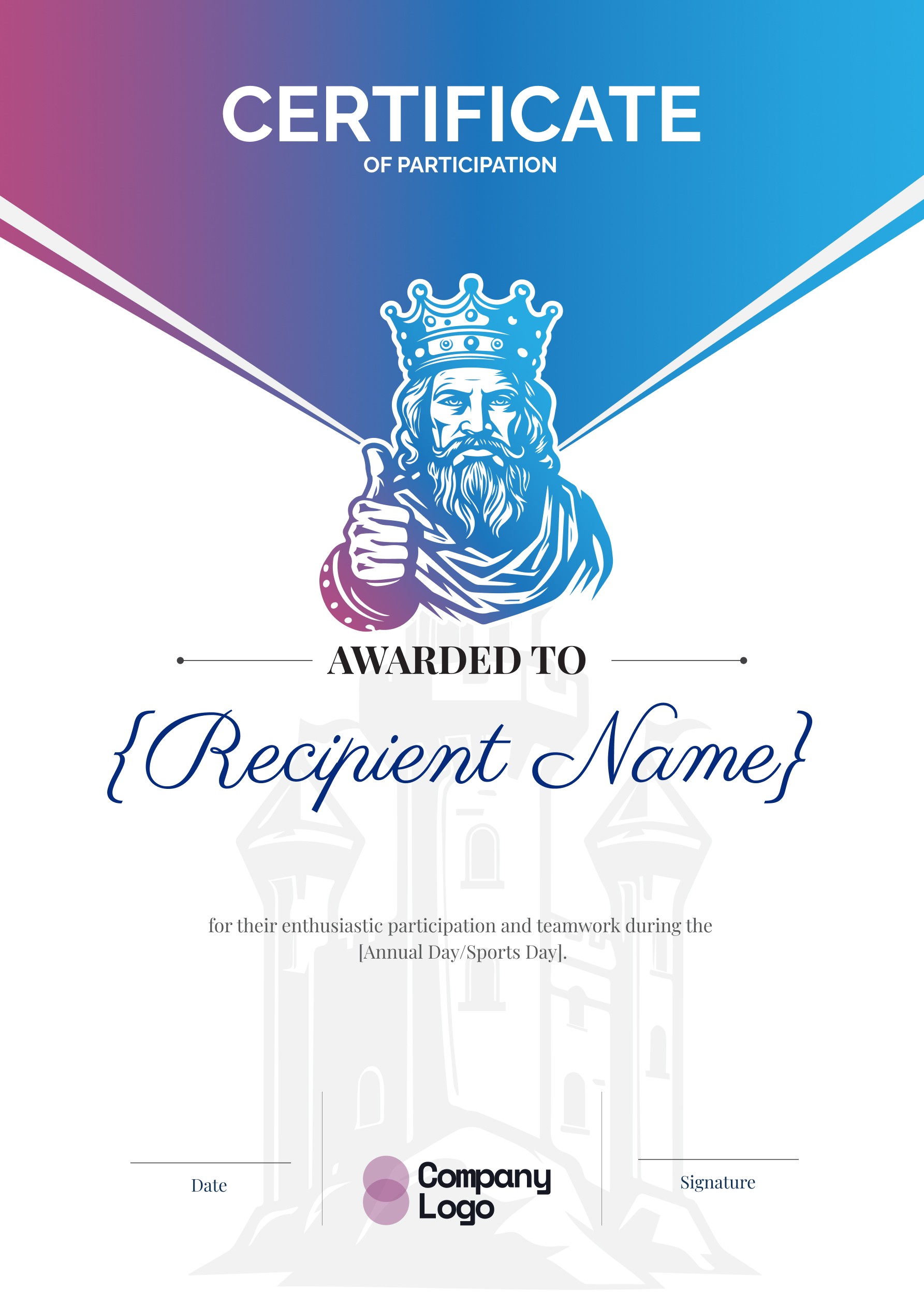 Wauld - Fun and professional school event participation certificate template