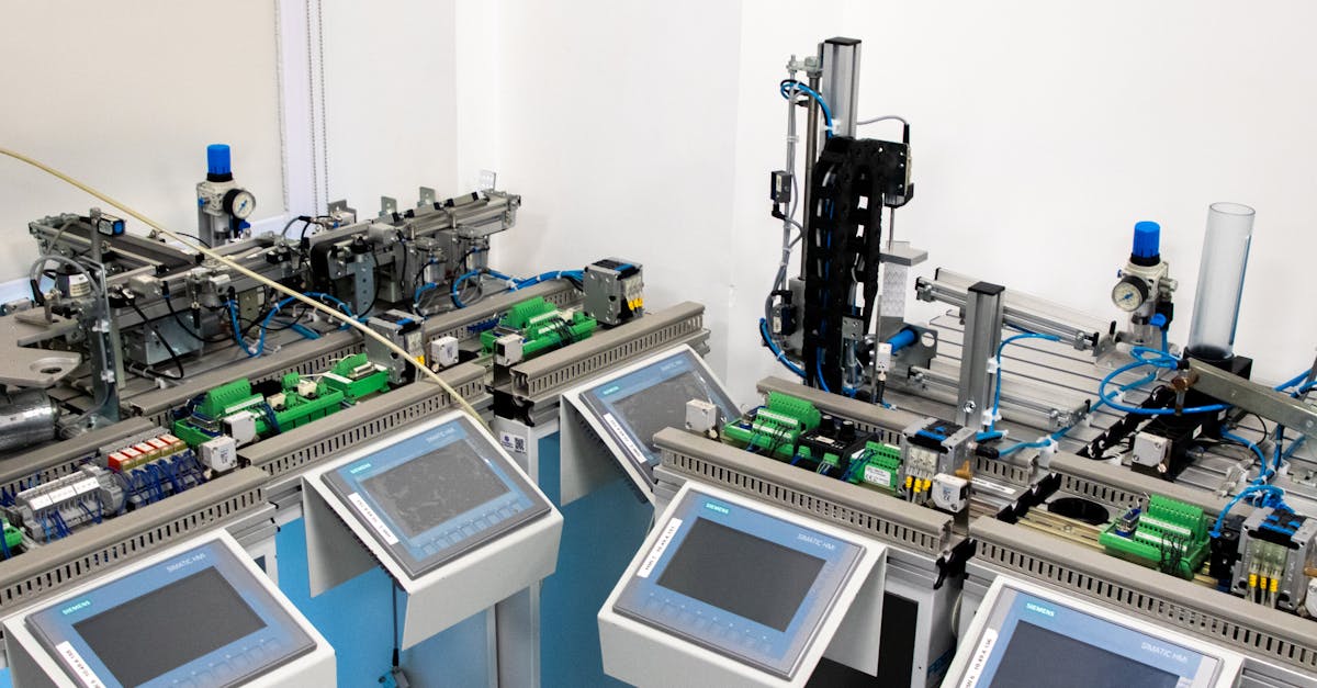 High-tech industrial automation system with control panels indoors.