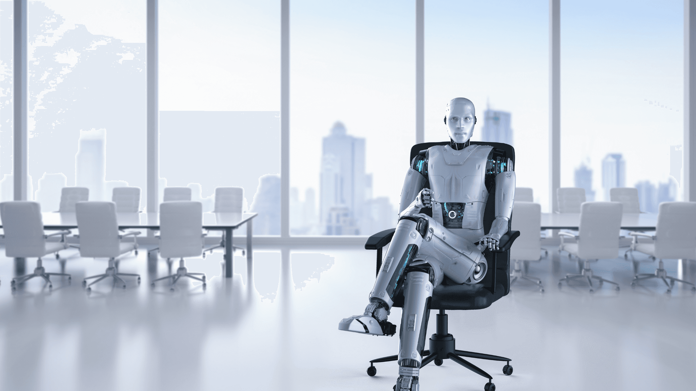 Roboter auf Bürostuhl