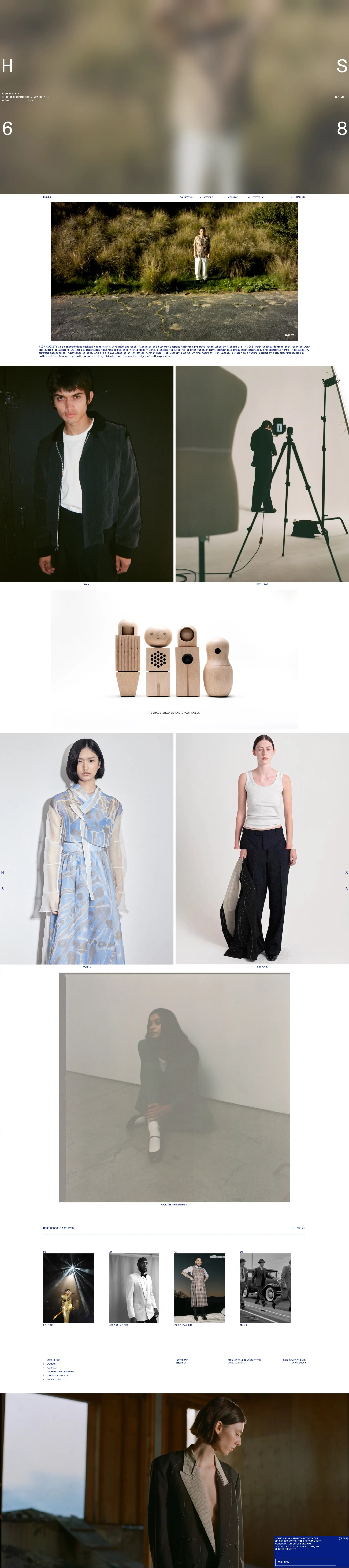 High Society ecommerce page screenshot showcasing Ecommerce and Fashion design
