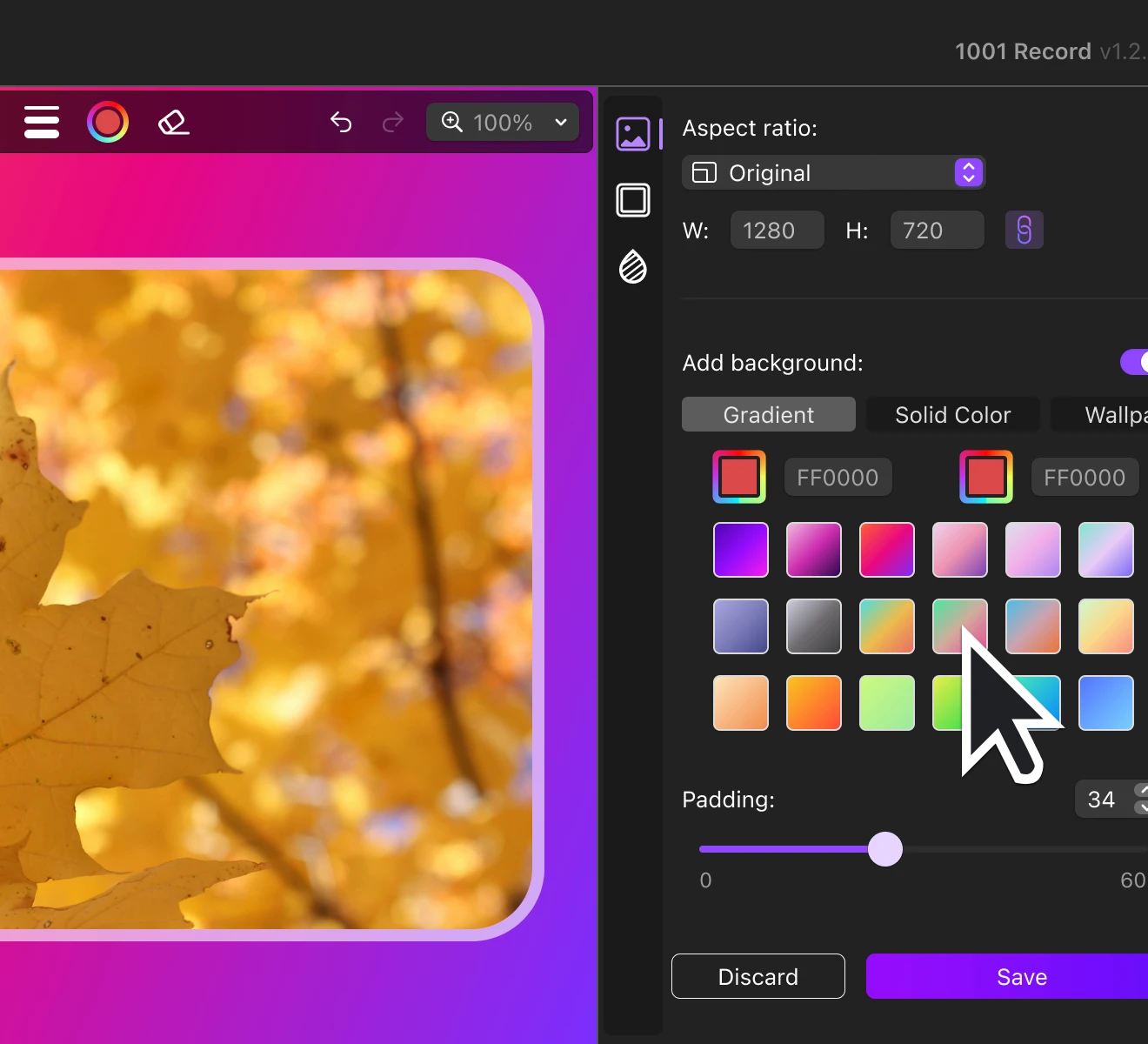 1001 record adds background to screenshots