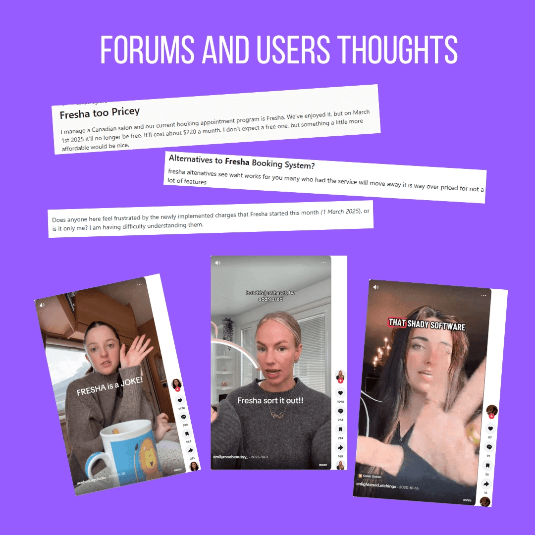 Fresha on forums and user reviews