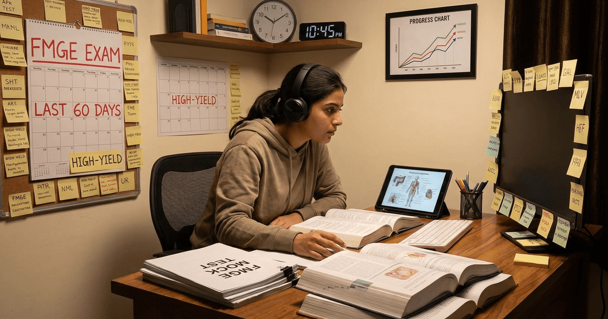 Cover: FMGE Study Plan for the Last 60 Days: Revision, PYQs, and Mock Test Strategy