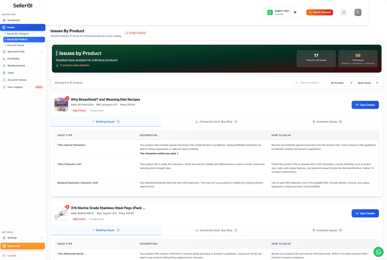  Amazon listing suppression warning example