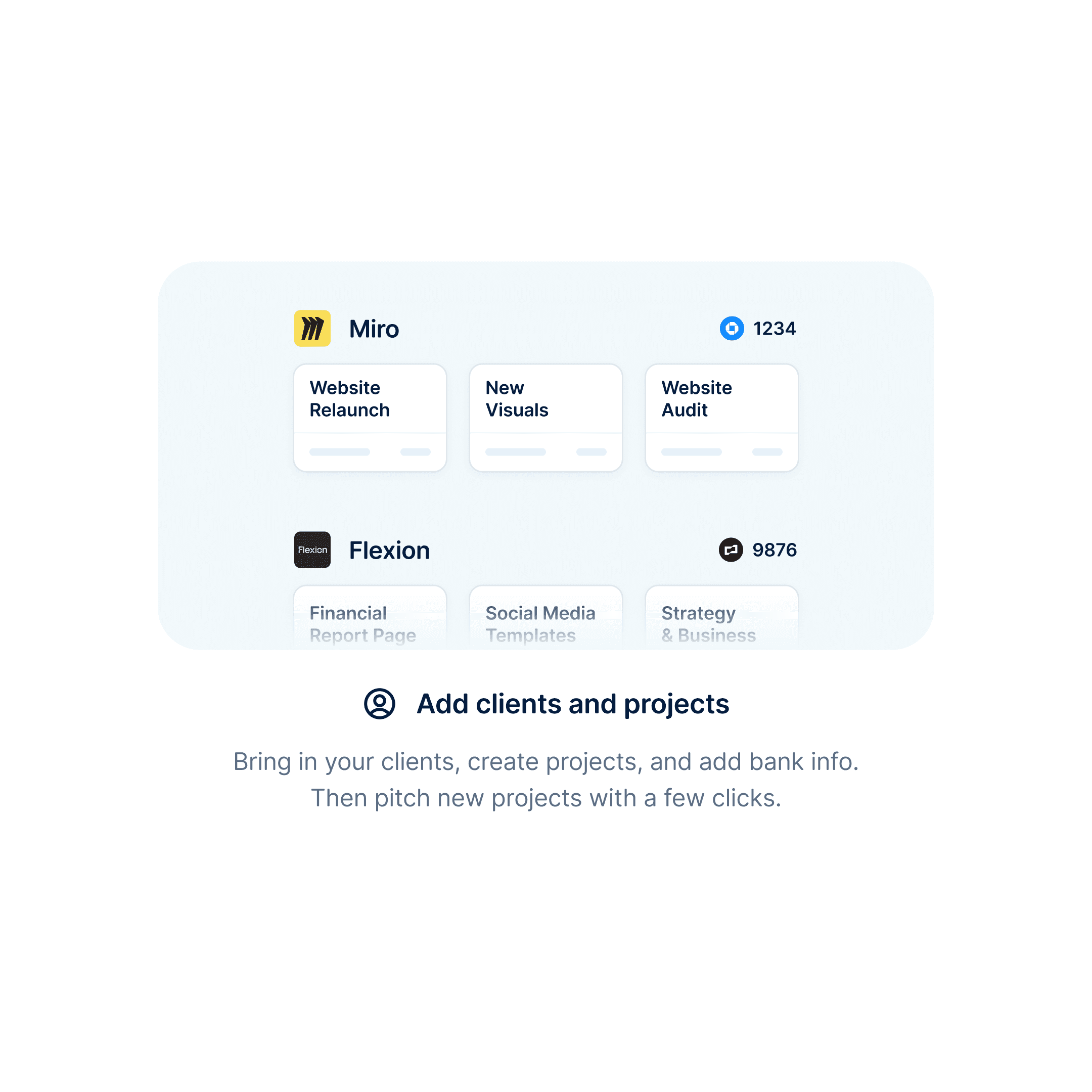 Billow - Add clients and projects