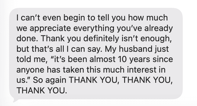 Anonymous Ferry patient-family testimonial expressing appreciation for help with care