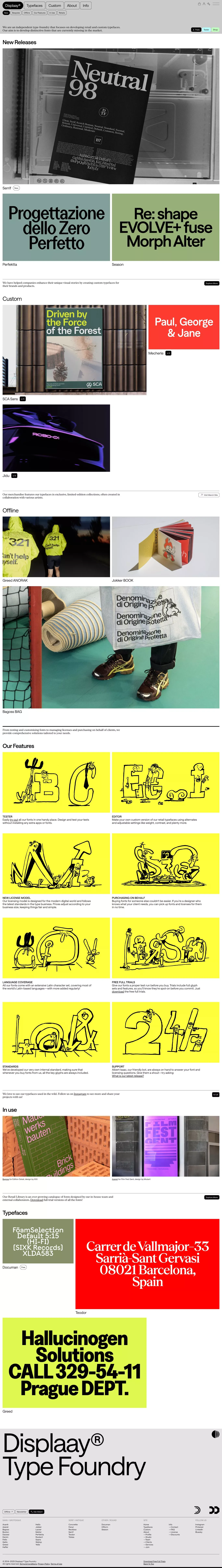 Displaay Type Foundry portfolio page screenshot showcasing Design design