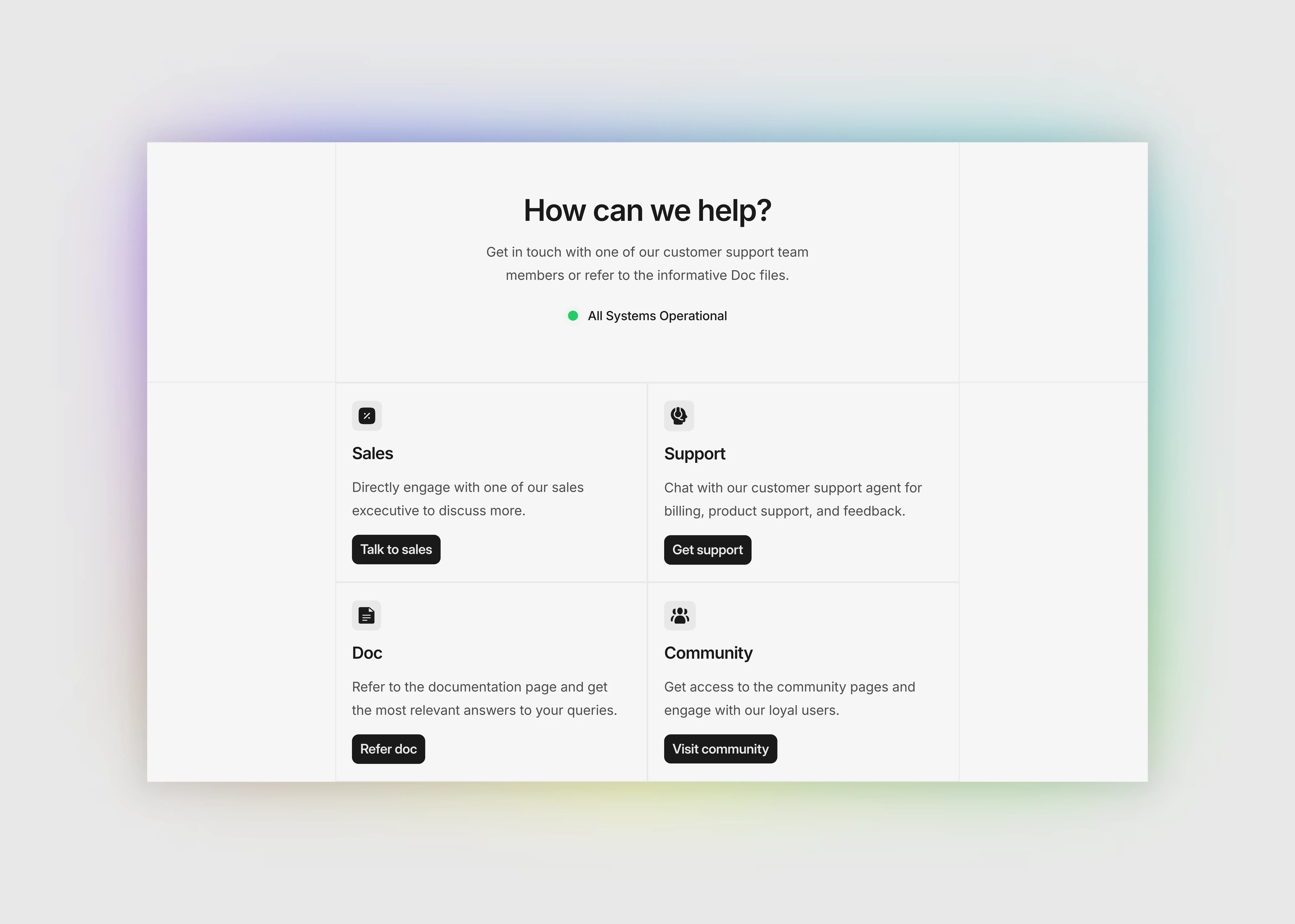 a light themed grid formatted contact us page ui section