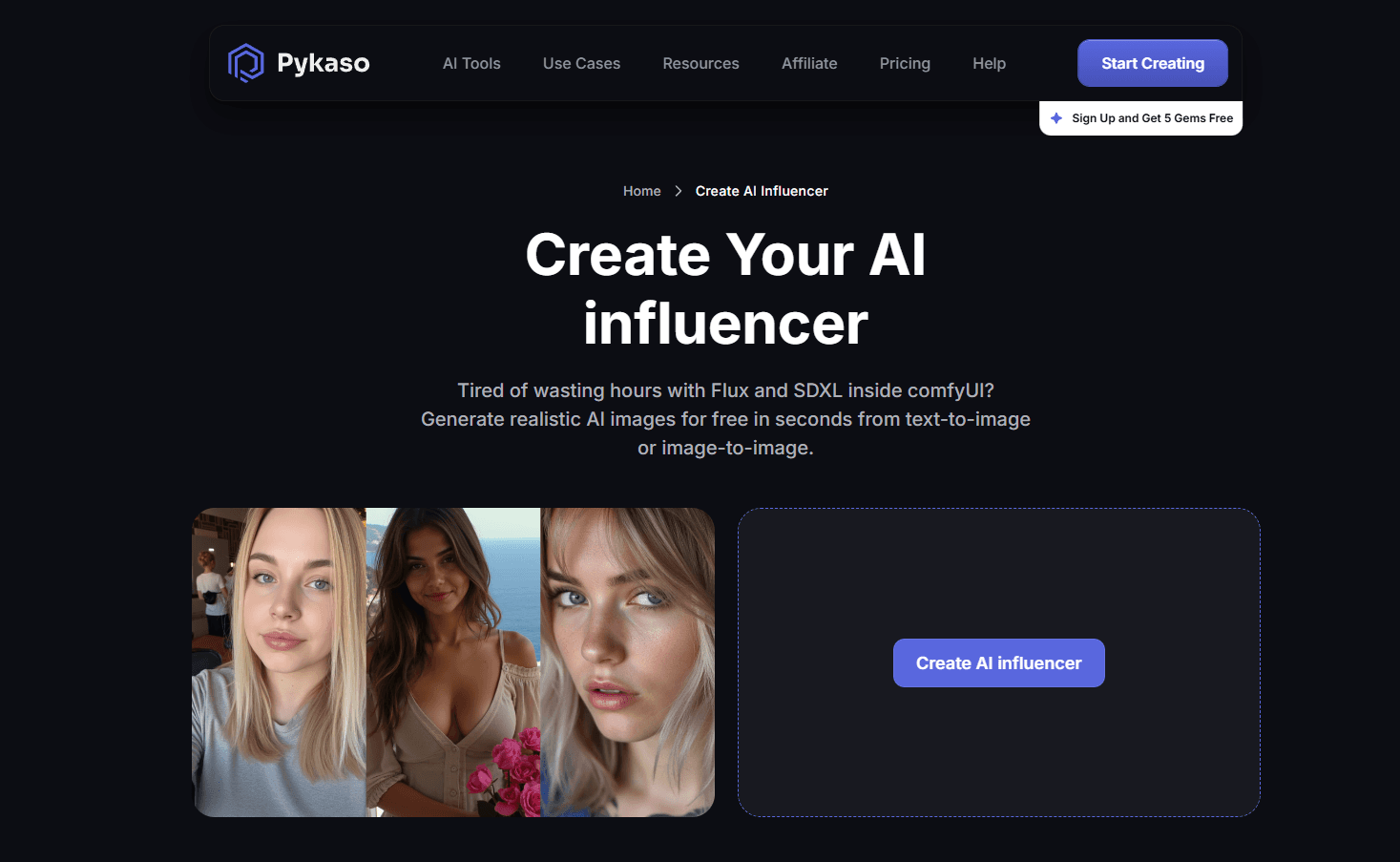 Pykaso AI Influencer generator