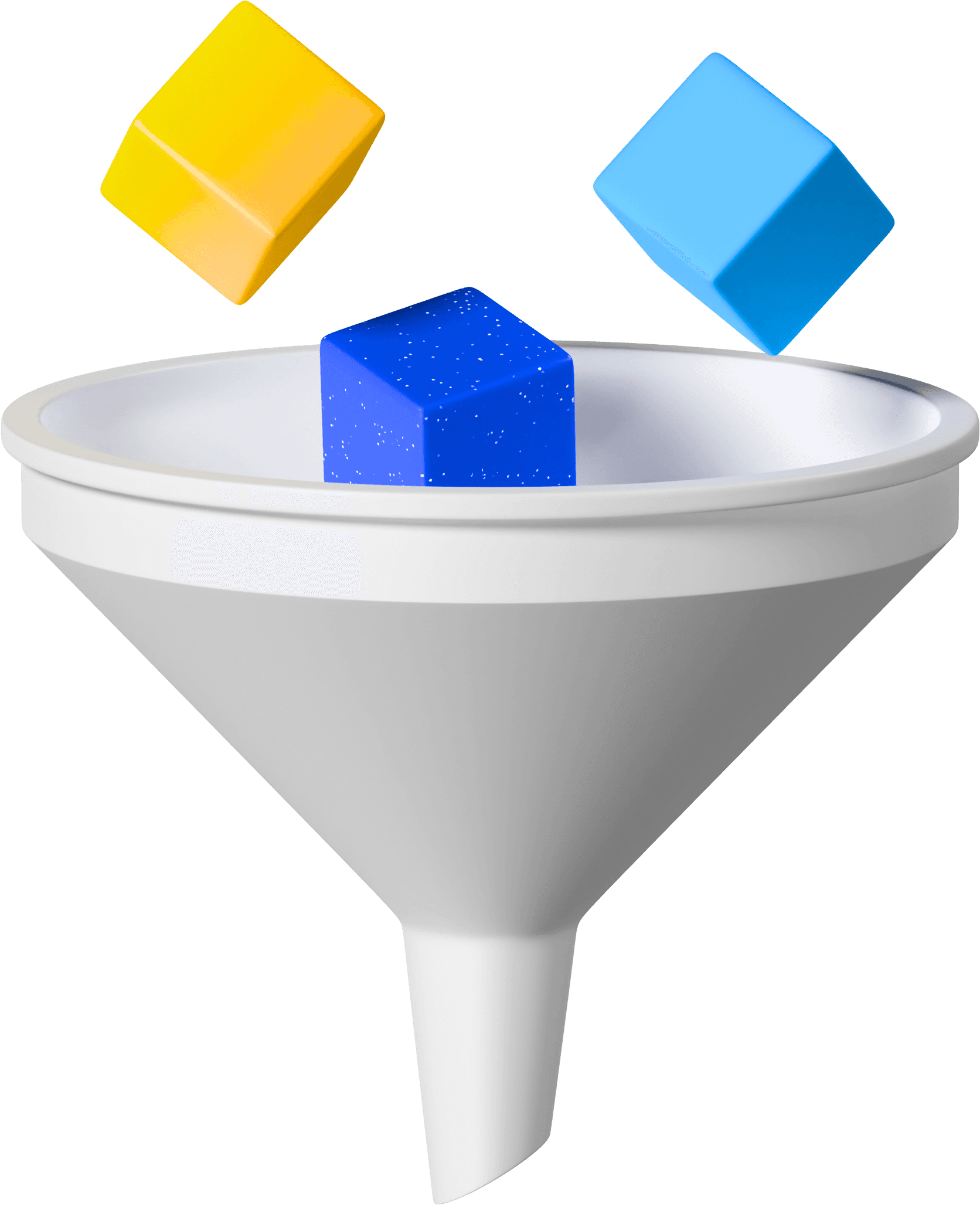 Filter with light blue, dark blue and yellow cube 