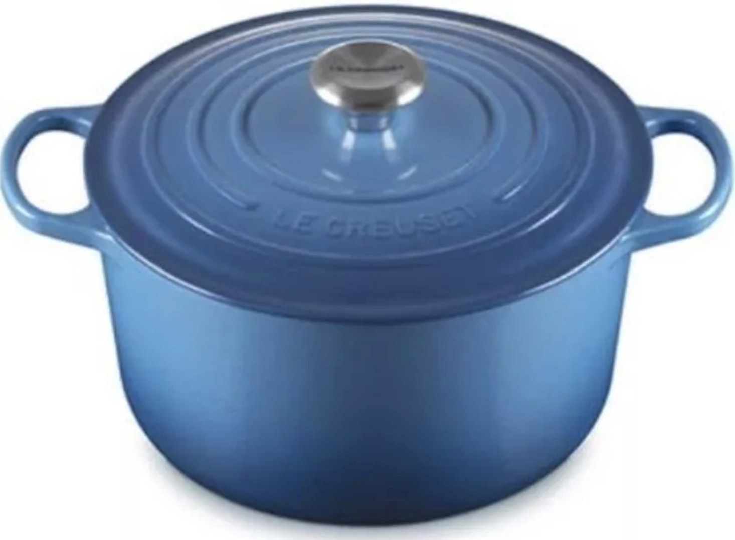 Le Creuset and signature round casserole oven azure blue