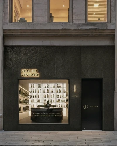 外観リブランディング提案後：黒い外壁と大型窓、店名サインの外観