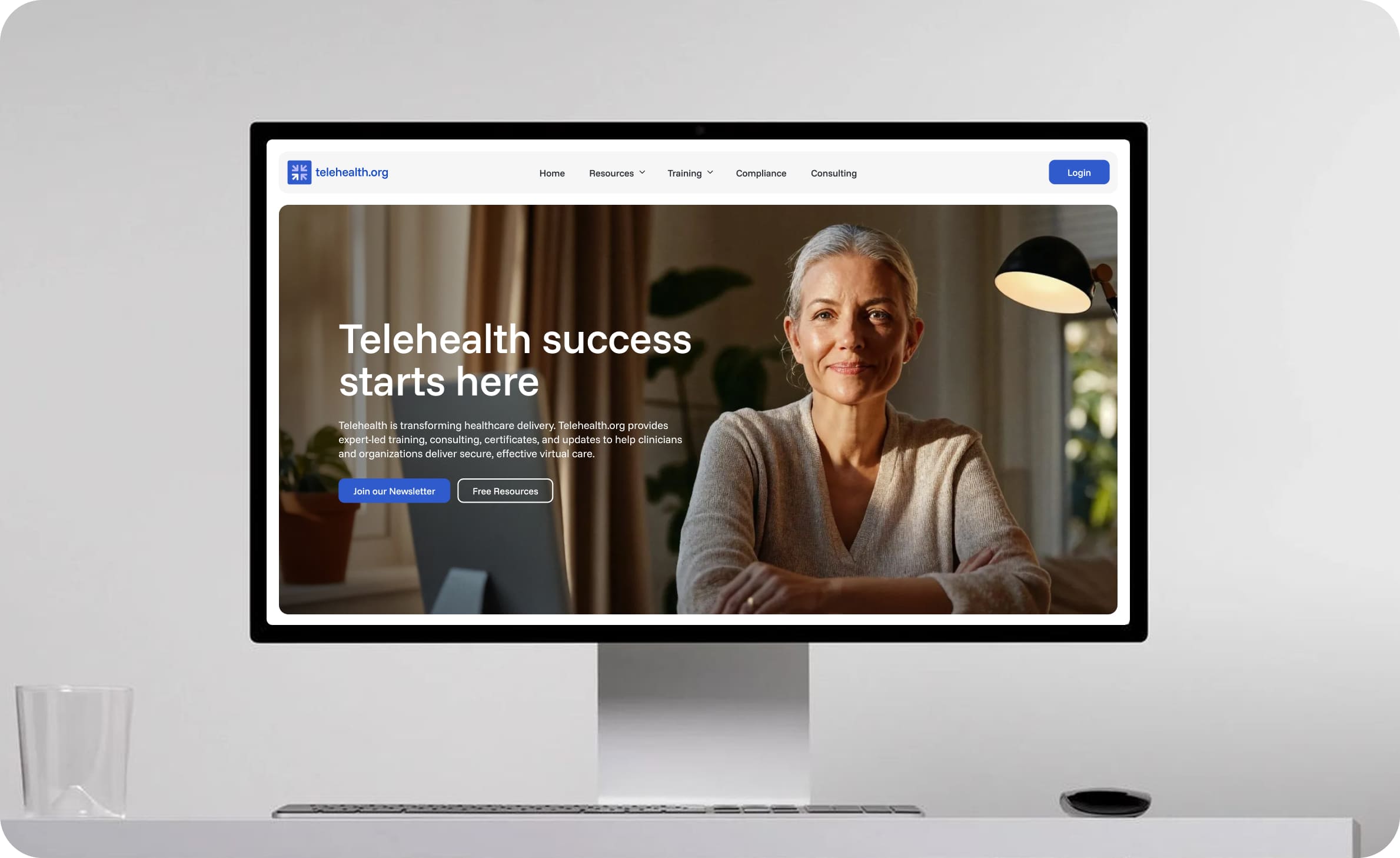 the telhealth.org website in a desktop device.